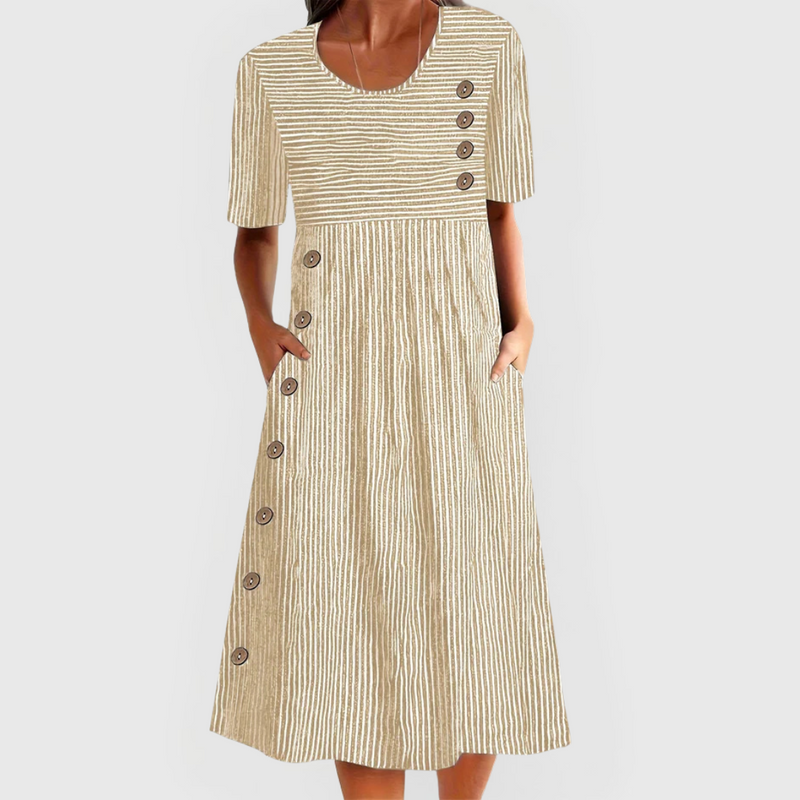 Elise™  - Comfortable Striped Midi Dress