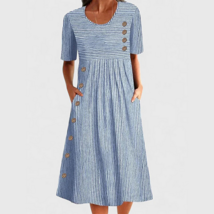 Elise™  - Comfortable Striped Midi Dress