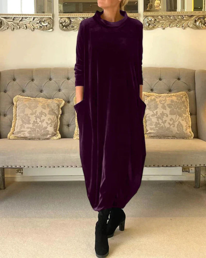 Helen | Elegant Velvet Winter Dress with Pockets