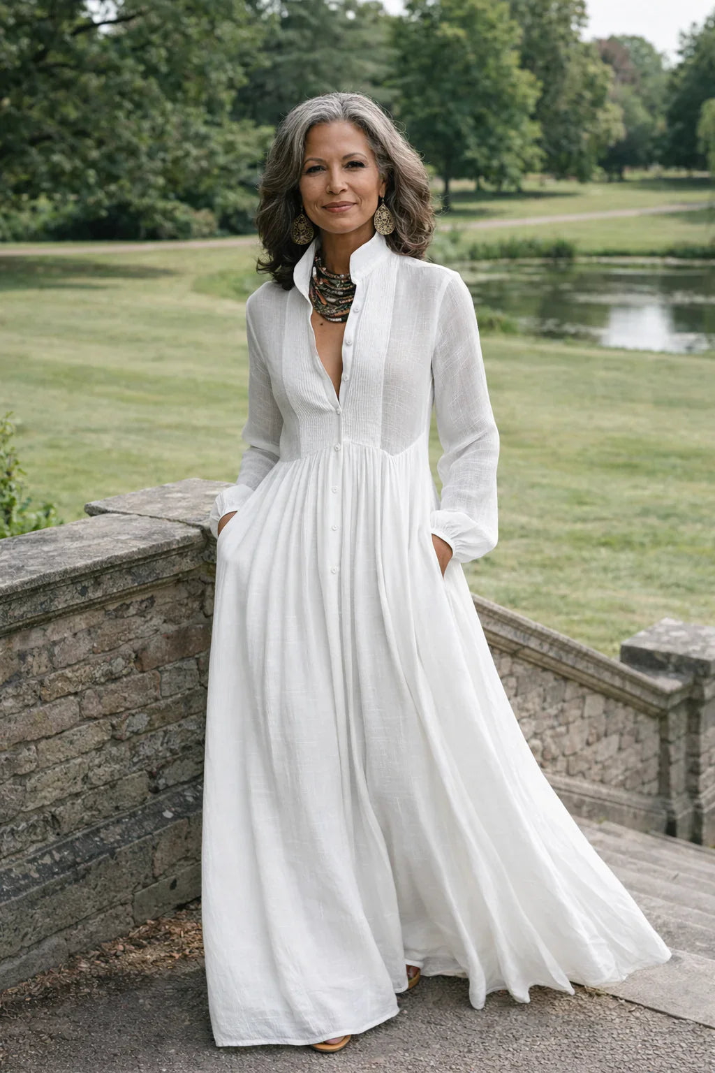 Nora | Flowing Button-Front Maxi Dress