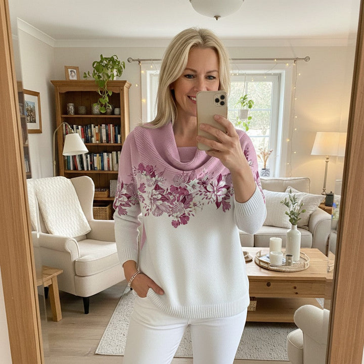 Amelia™ Flower Sweater with Soft Neckline