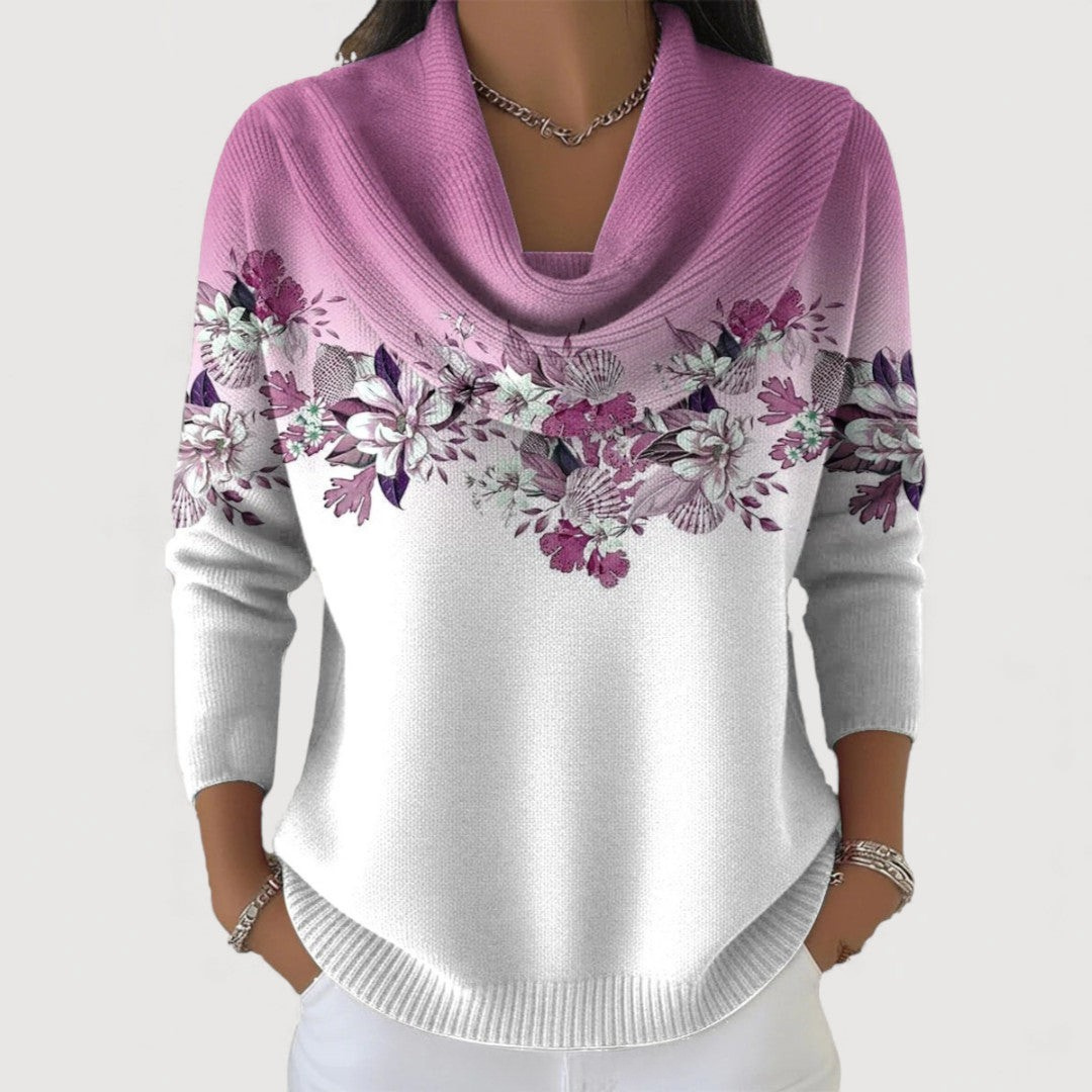 Elowen | Floral sweater with a soft neckline