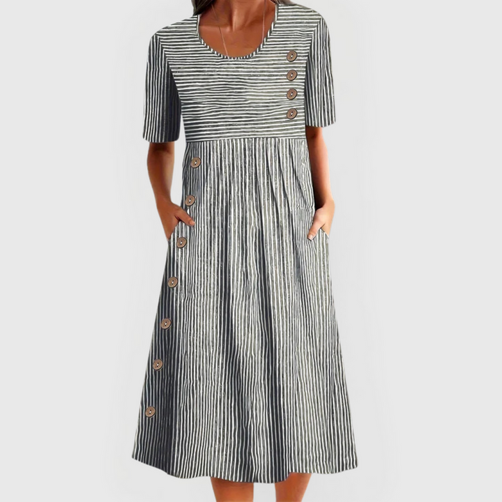 Elise™  - Comfortable Striped Midi Dress