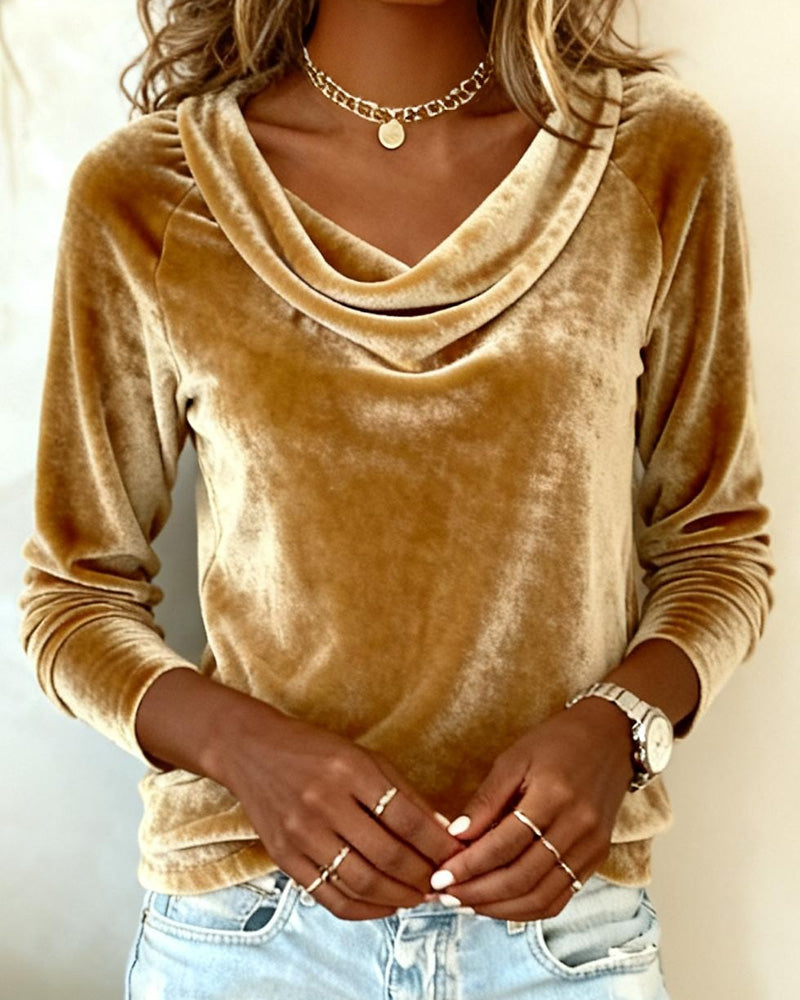 Vivian | Soft Elegant Drape-Neck Long-Sleeve Women’s Sweater